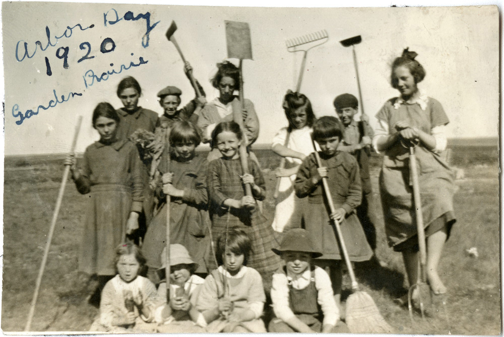 Arbor Day 1920, Garden Prairie School, Saskatchewan